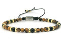 Silver 925 Bracelet Gold Plated Classic, Tiger Eye Polish, Onyx 4mm stone | Castello Jewels