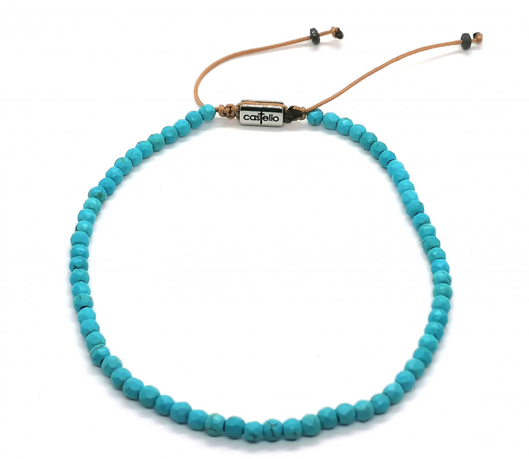 Turquoise Ankle Bracelet, Sterling Silver, 4mm | Castello Jewels