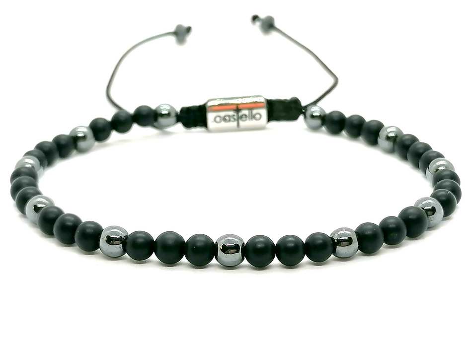 Bracelet, Onyx and Hematite stone 4mm | Castello Jewels