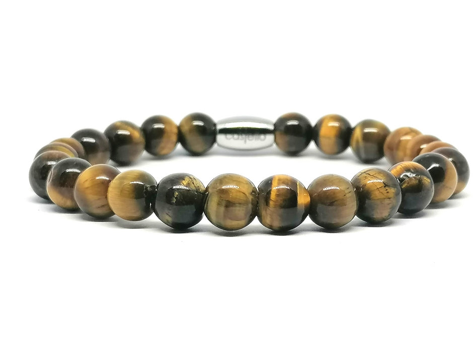 Bracelet Tiger Eye Polish 8mm stone — view 2 | Castello Jewels