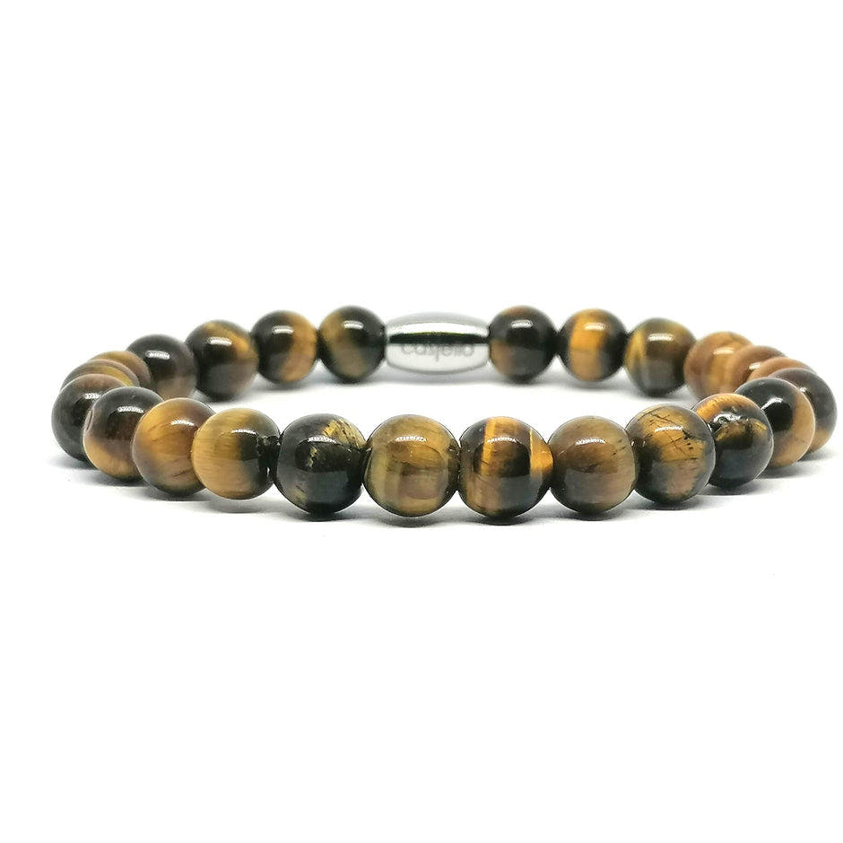 Polished Tiger's Eye Stacking Bracelet, 8mm, view 2 | Castello Jewels