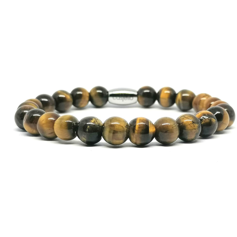 Polished Tiger's Eye Stacking Bracelet, 8mm, view 2 | Castello Jewels