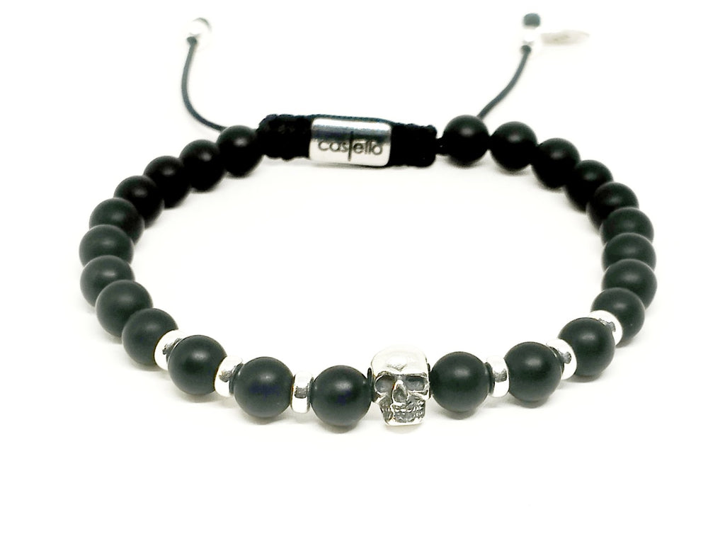 Bracelet 925 Silver, Onyx stone 6mm | Castello Jewels
