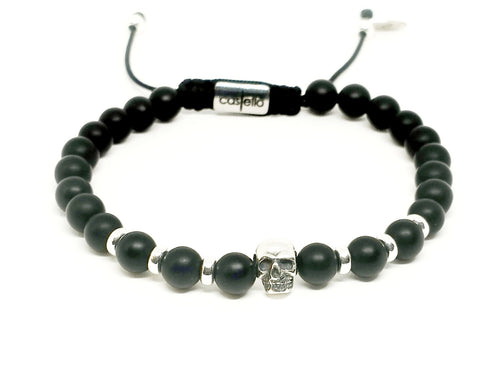 Bracelet 925 Silver, Onyx stone 6mm | Castello Jewels