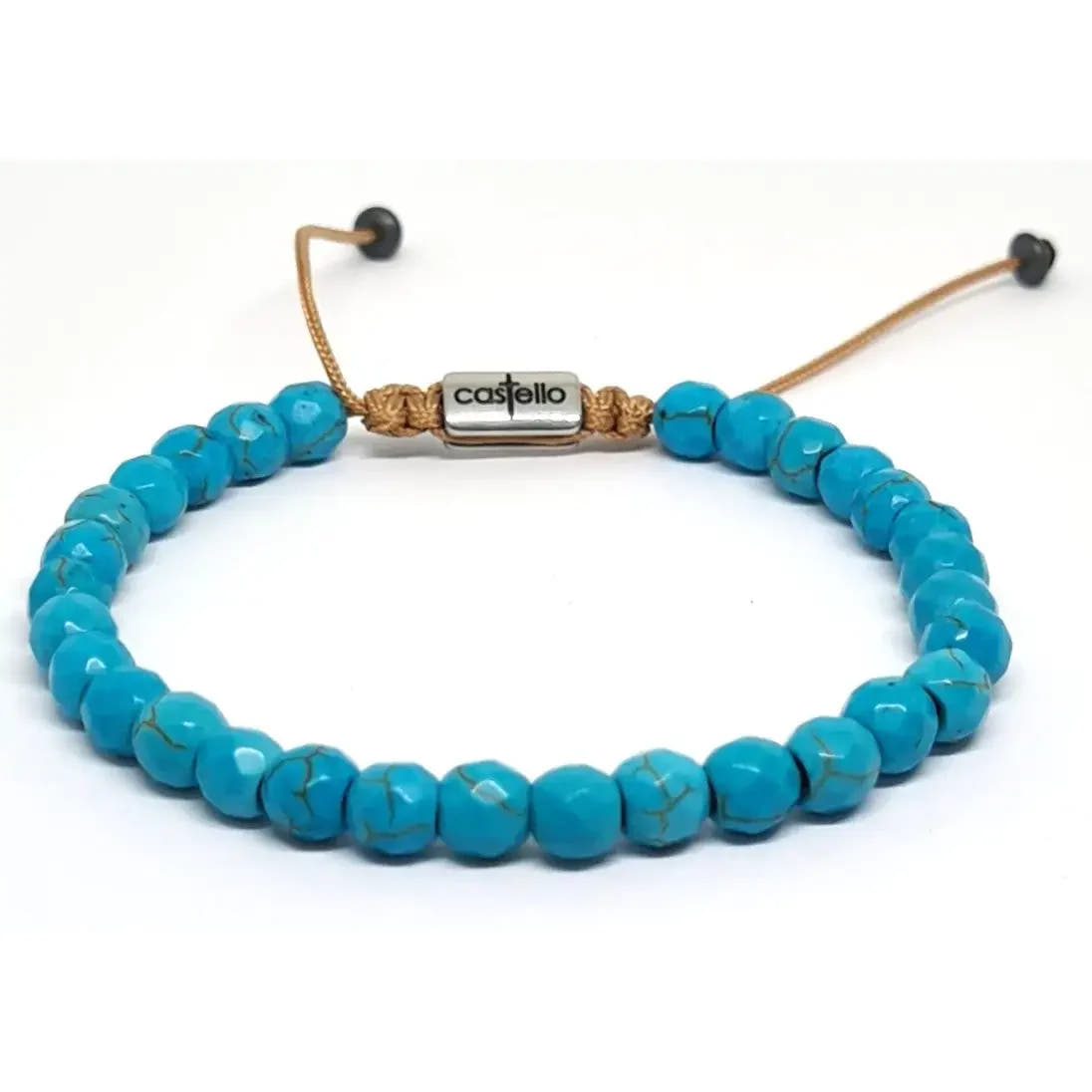 Turquoise Beaded Bracelet, Sterling Silver, 6mm | Castello Jewels