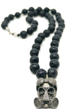 Necklace Skull, Silver 925, Lava stone | Castello Jewels
