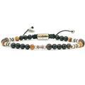 Polished Onyx & Tiger's Eye Bracelet, Sterling Silver, 4mm | Castello Jewels
