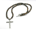925 silver Beaded Necklace, Tigers Eye stone of 6mm | Castello Jewels