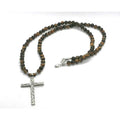 Tiger's Eye Statement Cross Necklace, 6mm | Castello Jewels