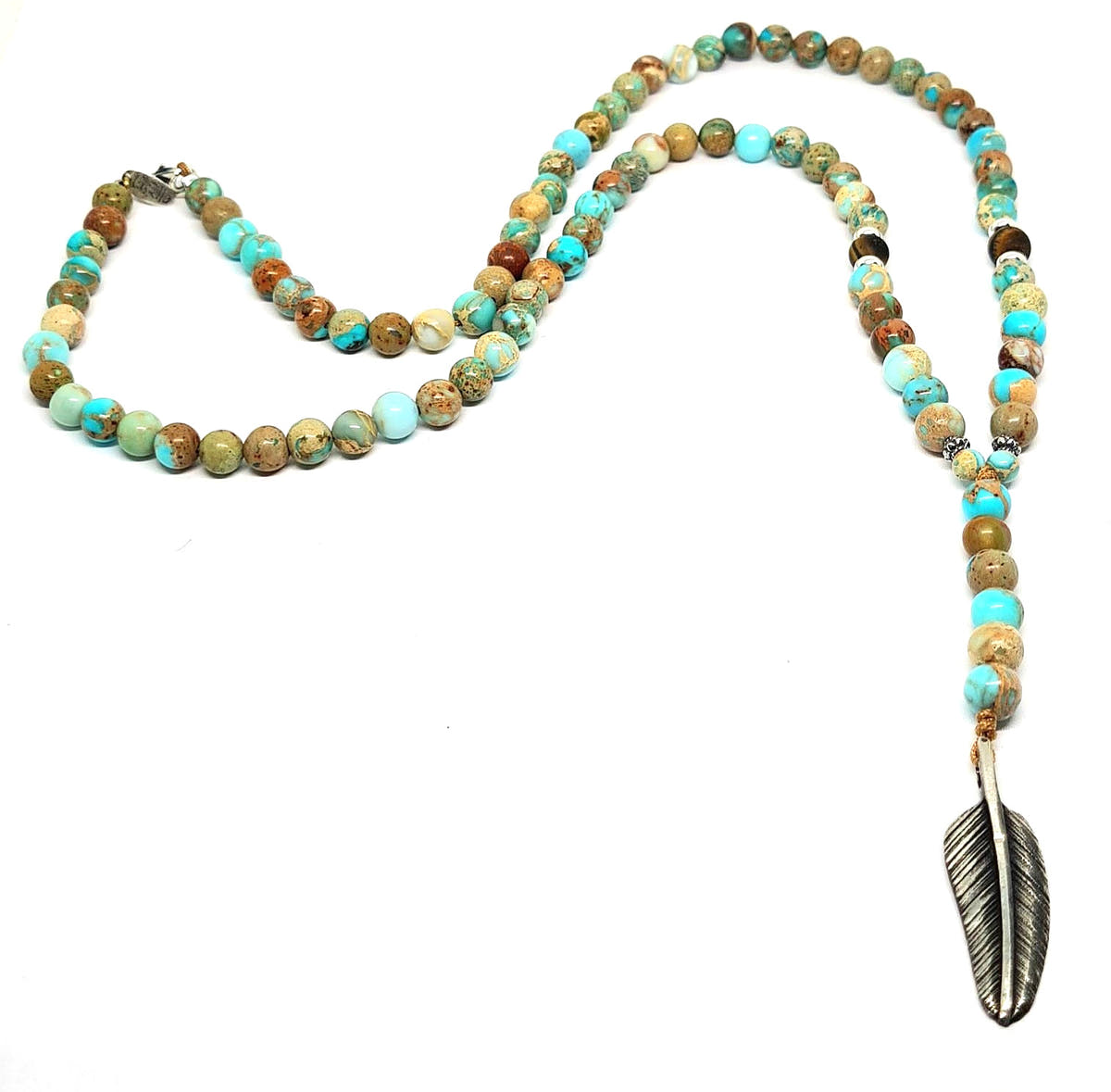 Jasper Turquoise Rosary Necklace, Sterling Silver, 6mm | Castello Jewels