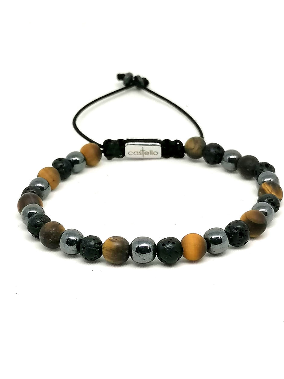 Hematite, Onyx & Tiger's Eye Bracelet, view 2, 6mm | Castello Jewels