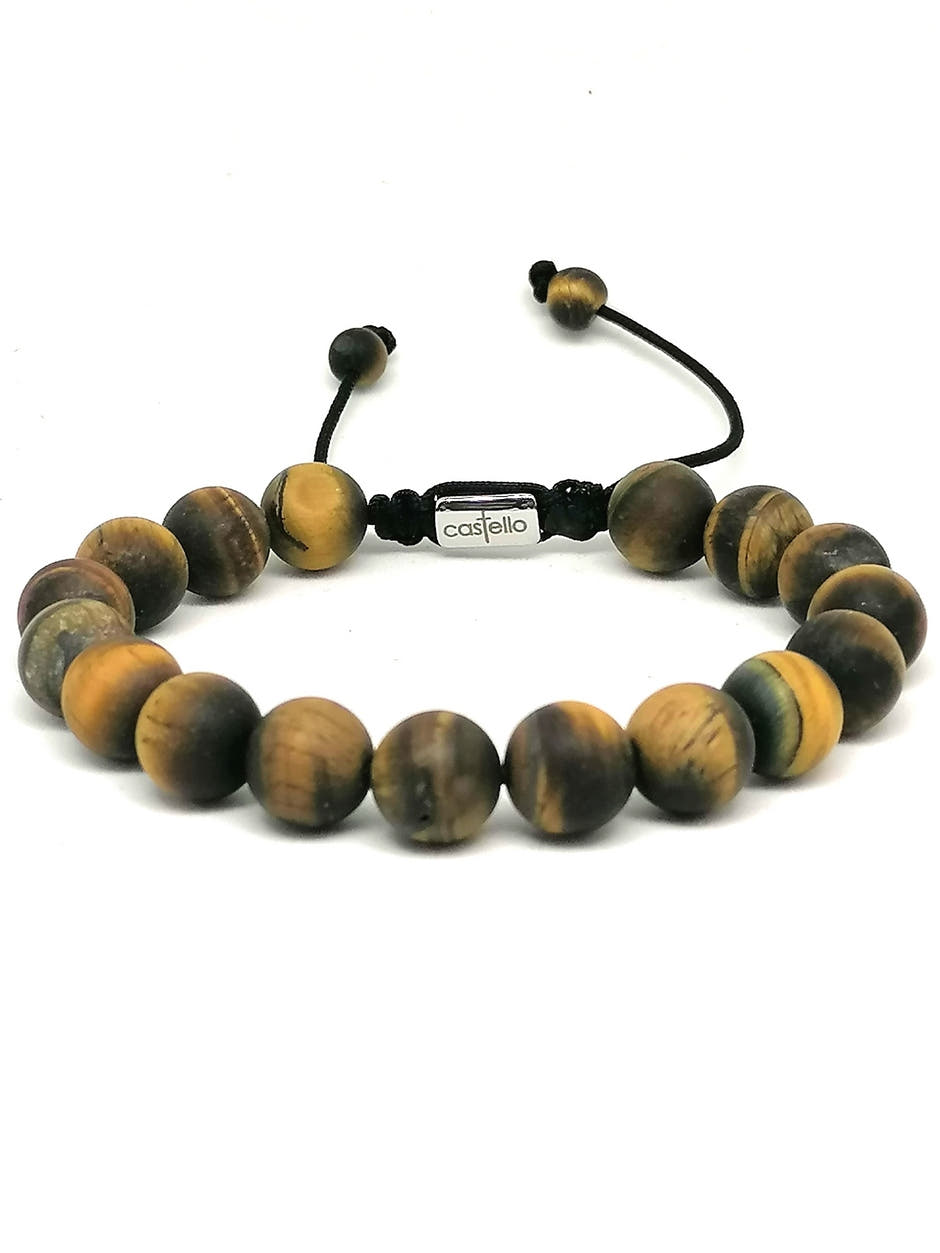 Matte Tiger's Eye Everyday Bracelet, 10mm, view 2 | Castello Jewels