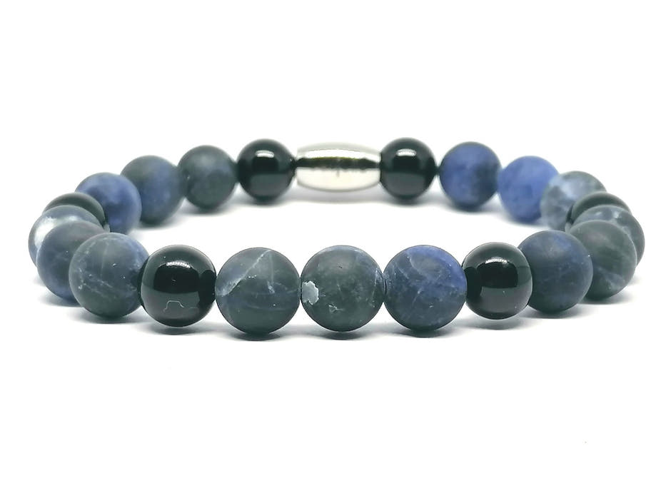 Sodalite & Onyx Gemstone Bracelet, 8mm, view 2 | Castello Jewels