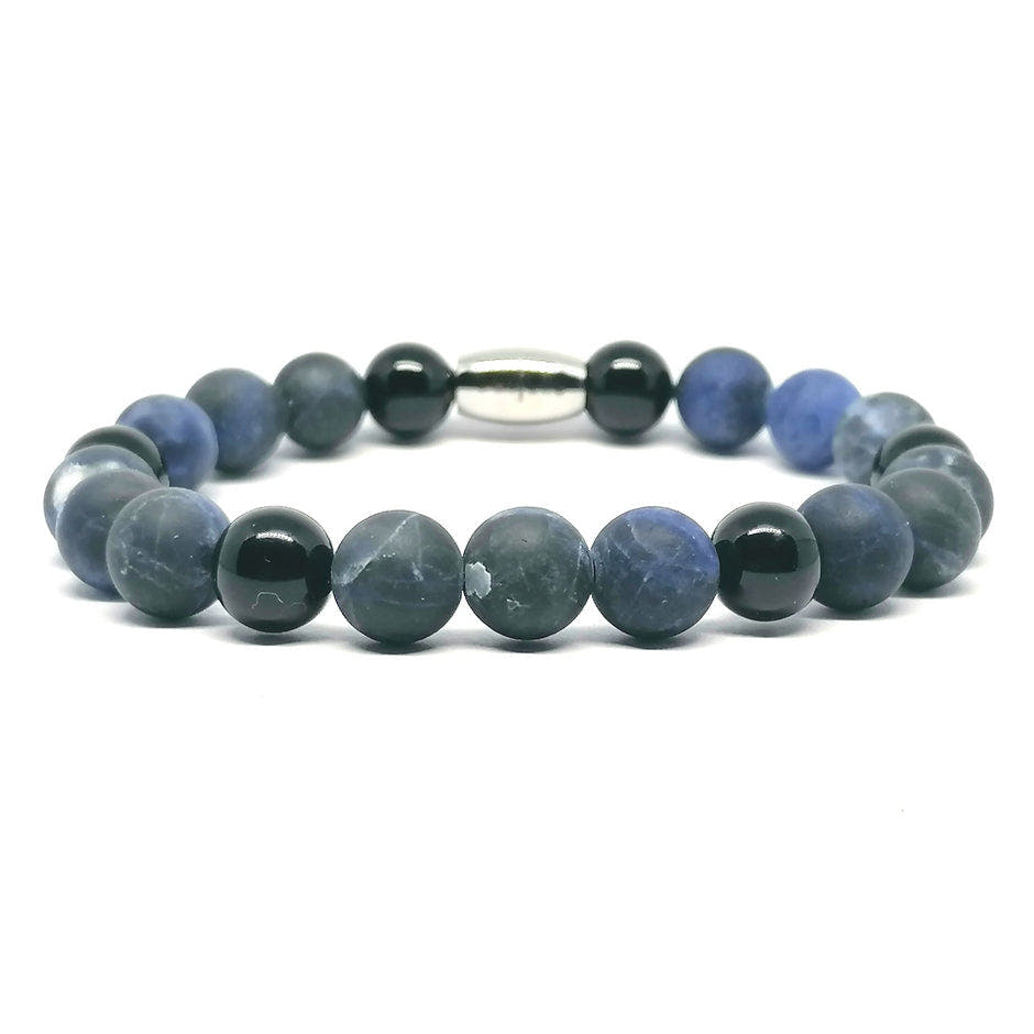 Sodalite & Onyx Gemstone Bracelet, 8mm, view 2 | Castello Jewels