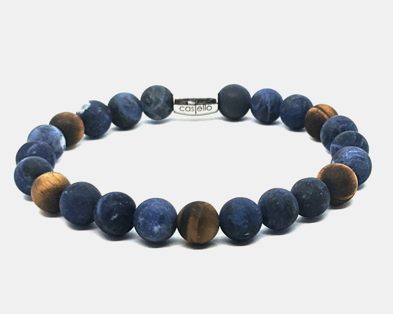 Gemstone Bracelet Sodalite, Tiger's eye stone 8mm — view 2 | Castello Jewels