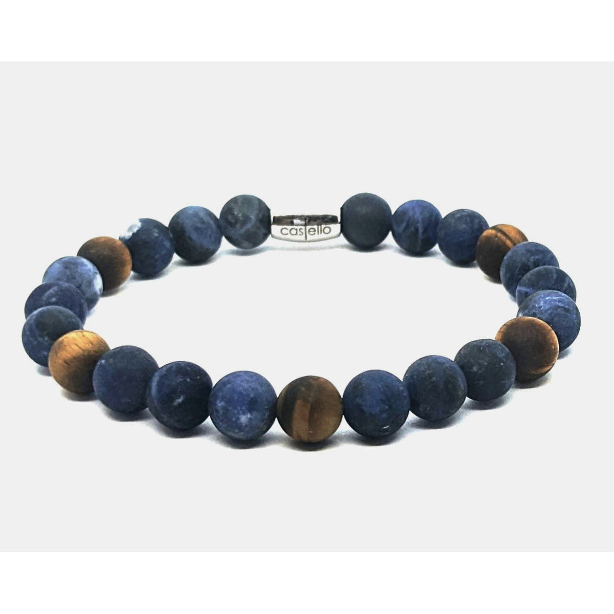 Sodalite & Tiger's Eye Unisex Bracelet, 8mm, view 2 | Castello Jewels