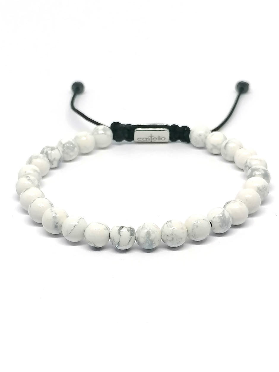 Matte Howlite Bracelet, view 2, 6mm | Castello Jewels