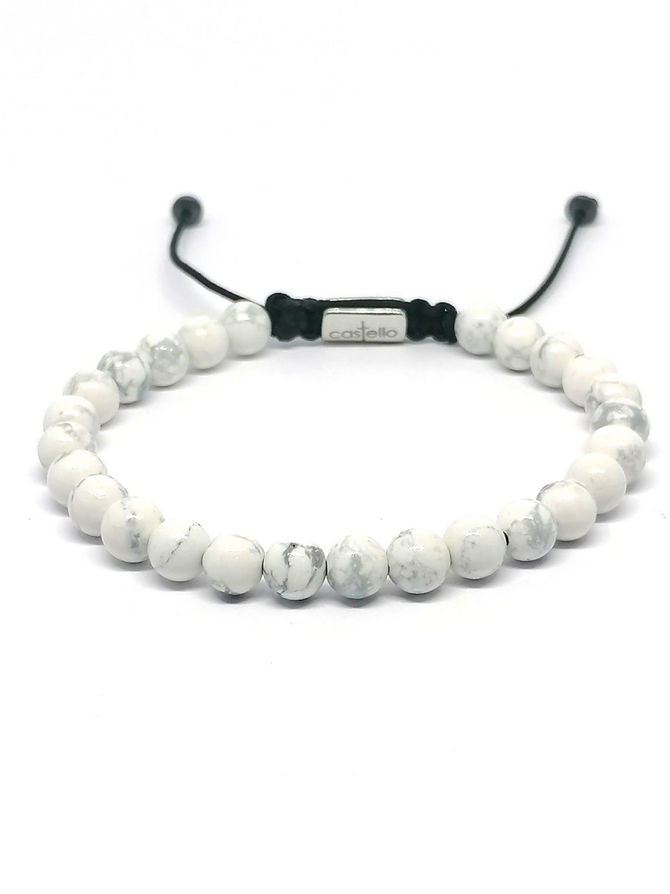 Hand Made Bracelet Howlite stone 6mm — view 2 | Castello Jewels