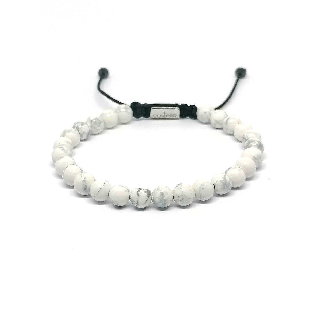 Matte Howlite Bracelet, view 2, 6mm | Castello Jewels