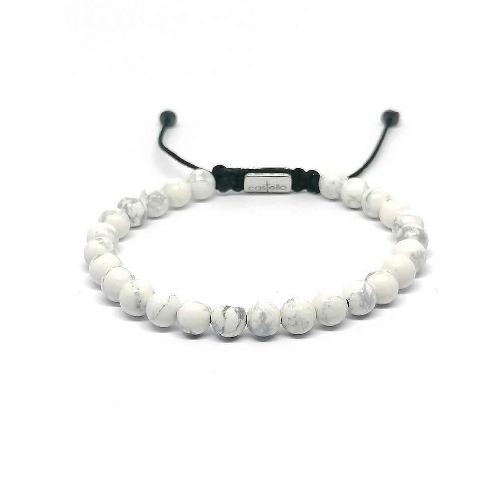 Matte Howlite Bracelet, view 2, 6mm | Castello Jewels