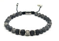Hand Made Silver Bracelet Knights, Lambradorite, Lava square stone 6mm | Castello Jewels