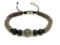 Hand Made Silver 925 Bracelet, Pyrate Tube, Onyx mat stone 6mm | Castello Jewels