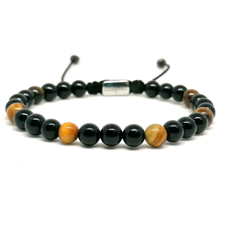 Onyx & Tiger's Eye Bracelet, Polished, 6mm | Castello Jewels