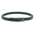 Blue-Black Braided Leather Men's Bracelet, 6mm | Castello Jewels