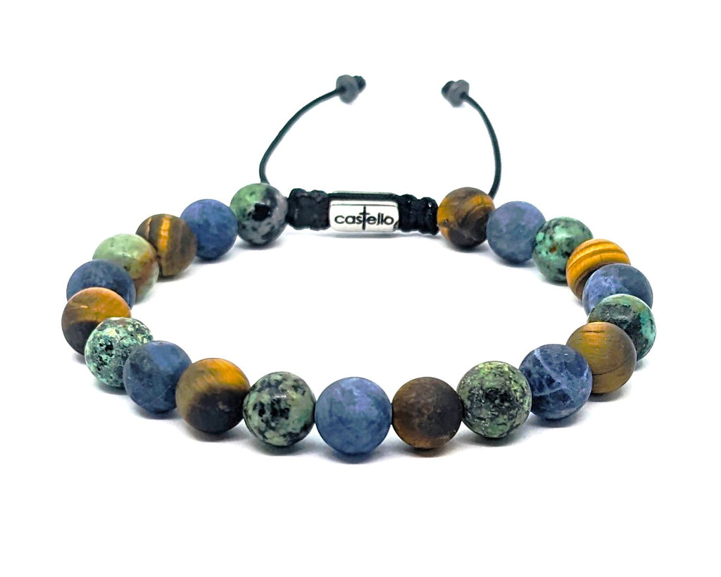 African Turquoise, Tiger's Eye & Sodalite Gemstone Bracelet, 8mm | Castello Jewels