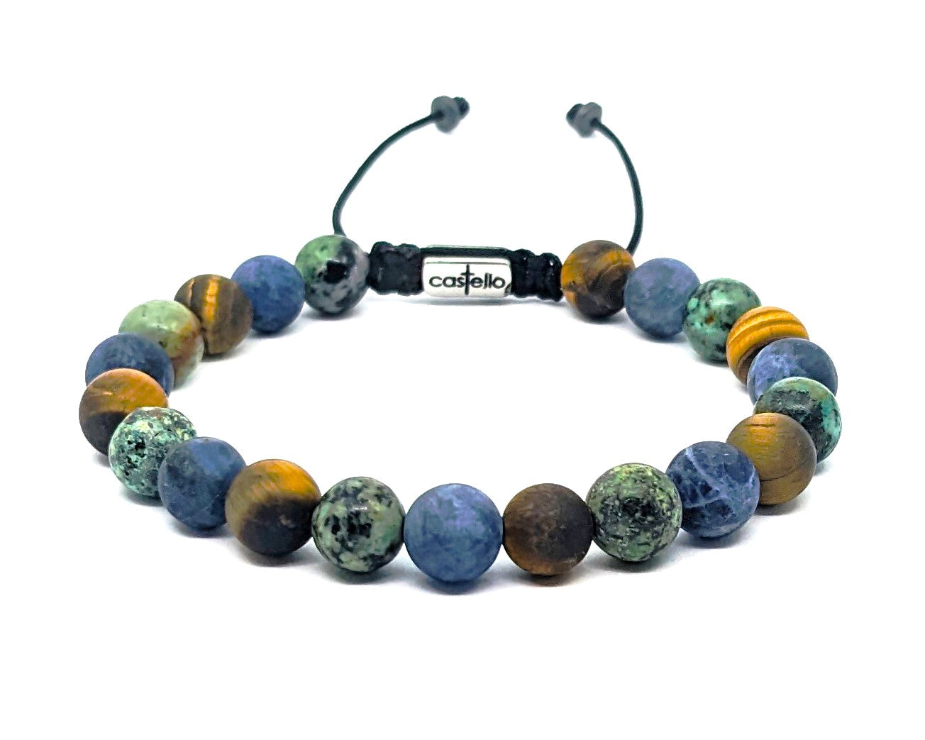 Hand Made Bracelet, Africa Turquoise, Tiger Eye, Sodalite stone 8mm | Castello Jewels