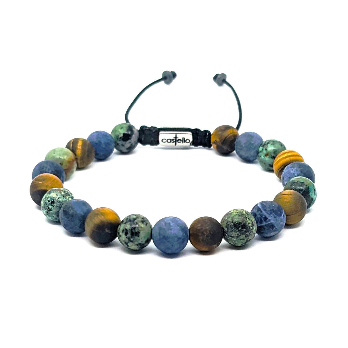 African Turquoise, Tiger's Eye & Sodalite Gemstone Bracelet, 8mm | Castello Jewels