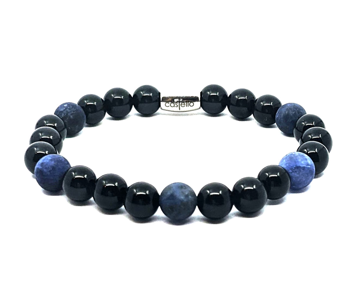 Onyx & Sodalite Men's Bracelet, 8mm, view 2 | Castello Jewels
