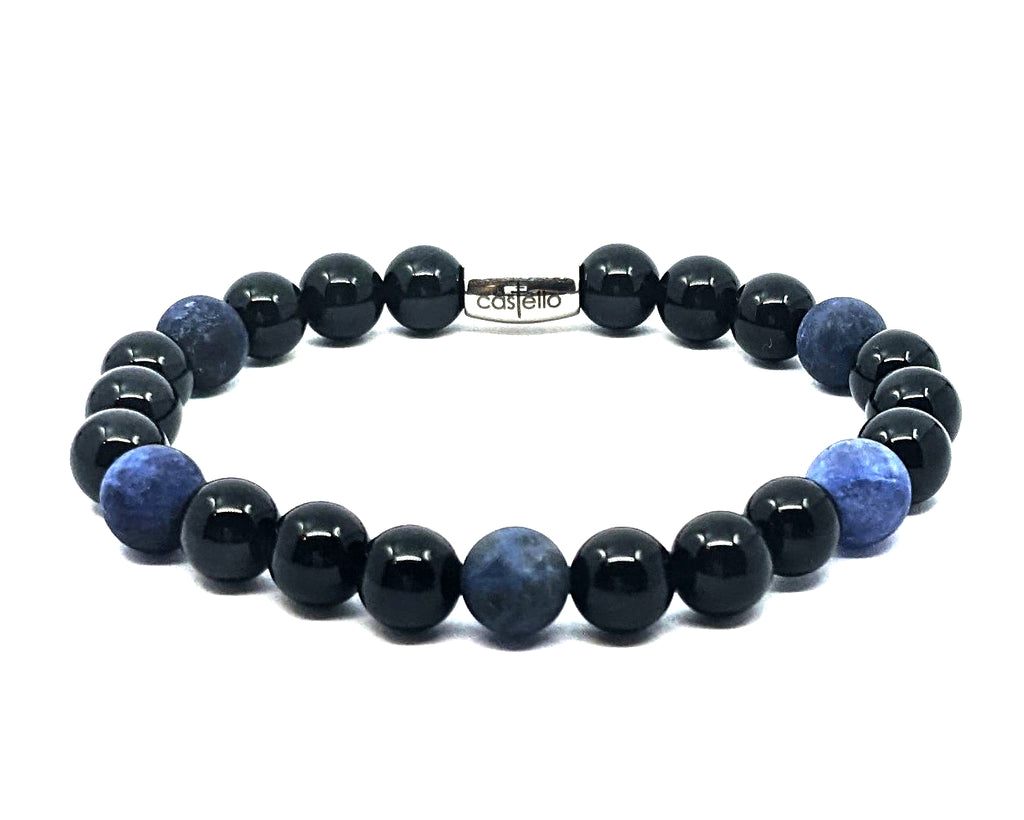Gemstone Bracelet Onyx Polish, Sodalite stone 8mm — view 2 | Castello Jewels