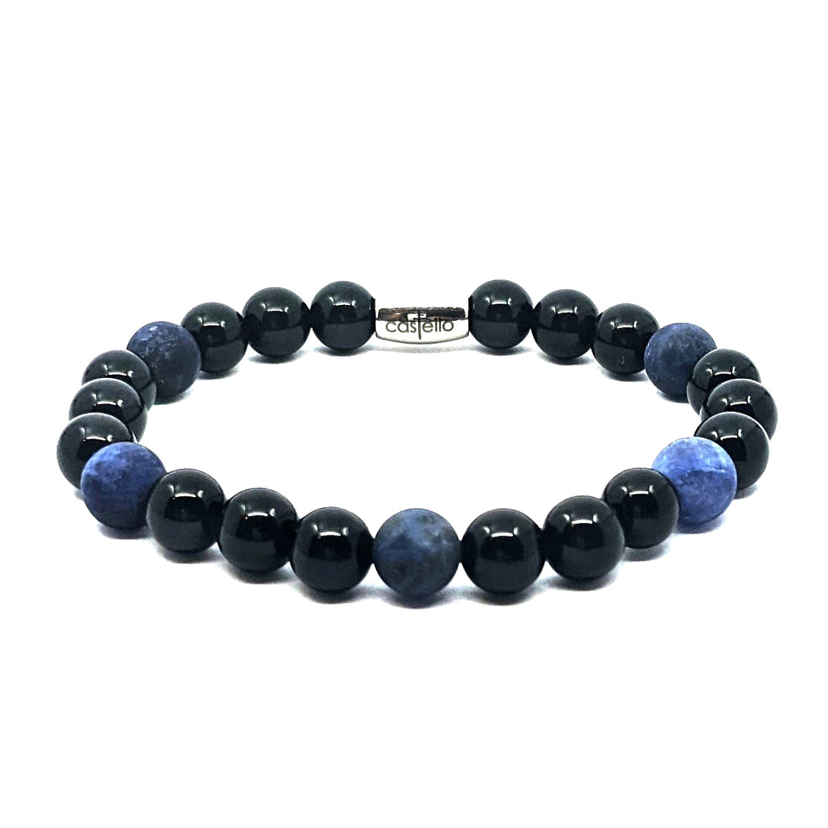 Onyx & Sodalite Men's Bracelet, 8mm, view 2 | Castello Jewels