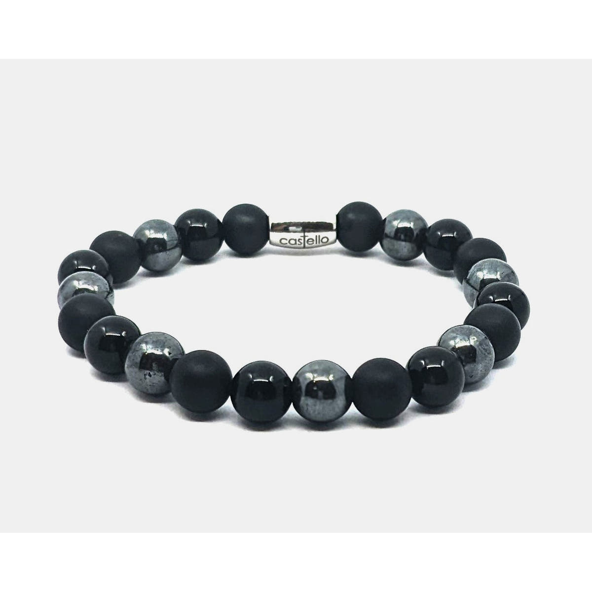 Onyx & Hematite Men's Bracelet, 8mm, view 2 | Castello Jewels