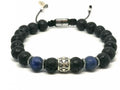 Hand Made Silver Bracelet Knights, Lava, Sodalite stone 8mm | Castello Jewels