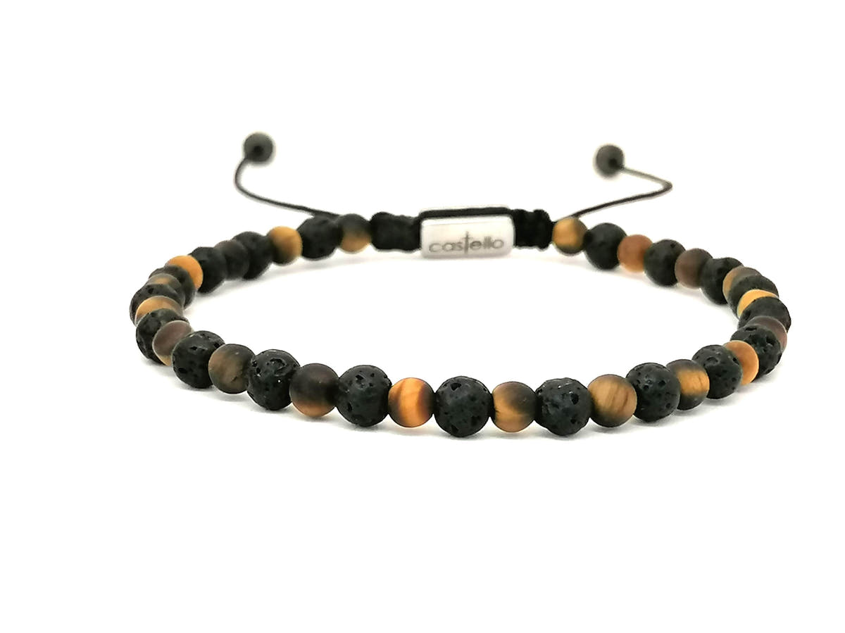 Lava & Tiger's Eye Bracelet, 4mm | Castello Jewels