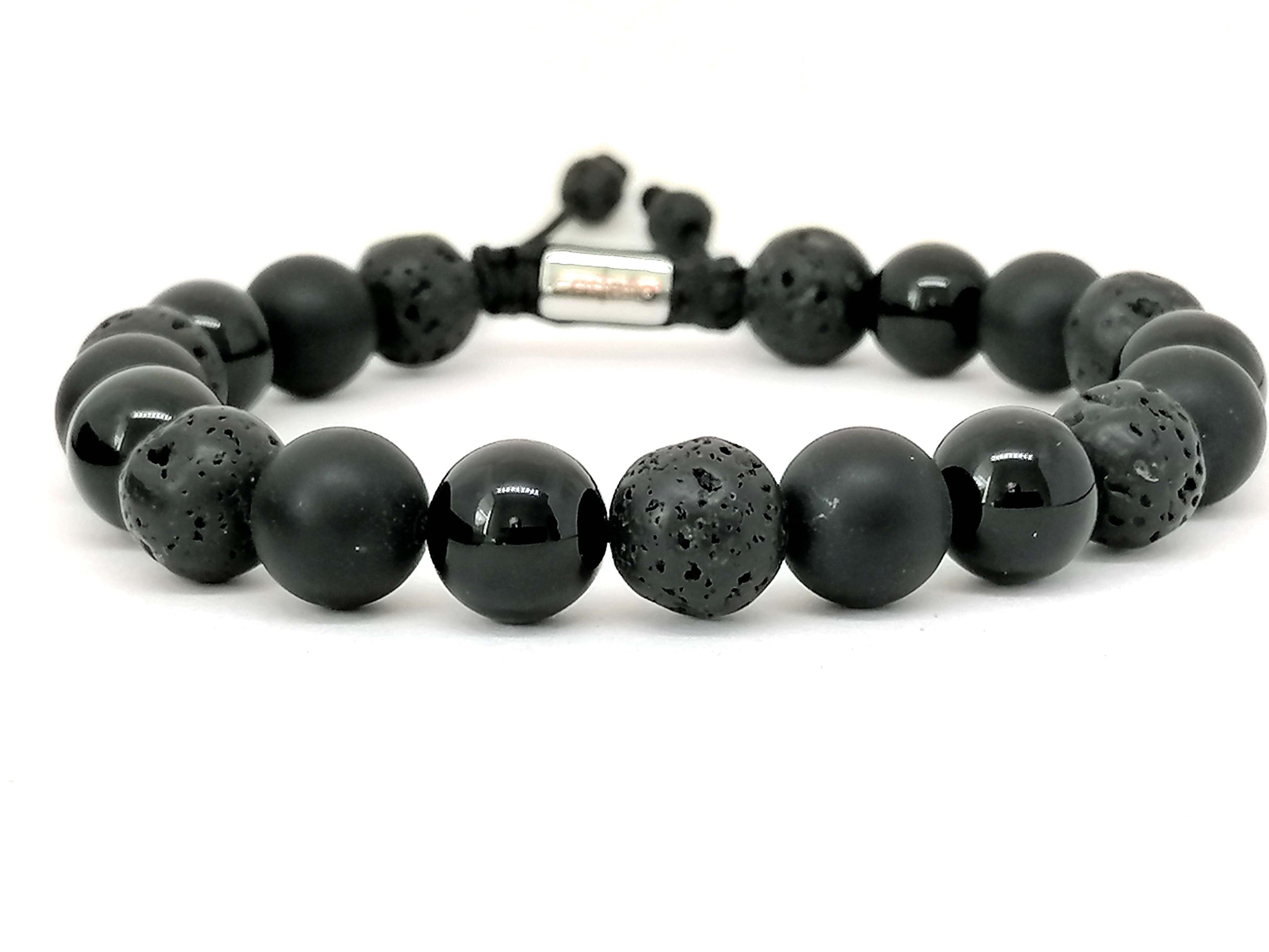 Hand Made Bracelet, Onyx Mat - Polish, Lava stone 10mm | Castello Jewels