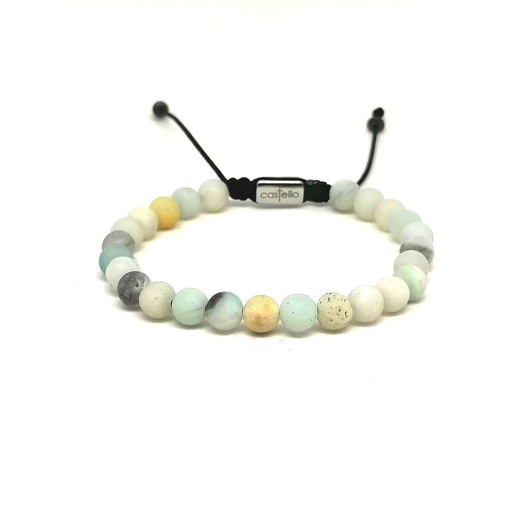 Matte Amazonite Bracelet, Water-Resistant, view 3, 6mm | Castello Jewels