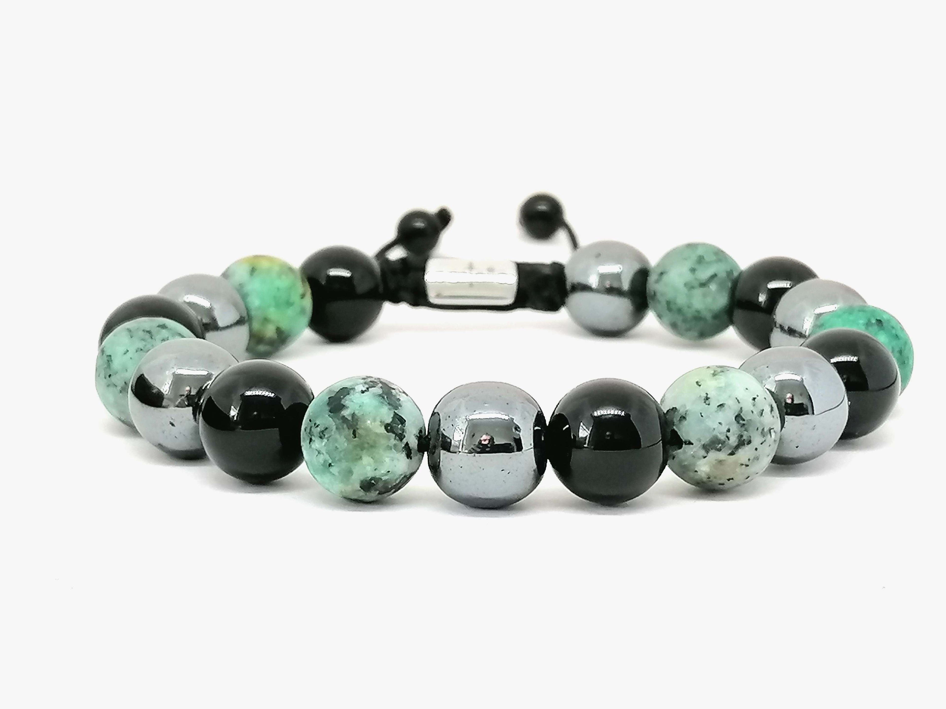Bracelet Onyx, Hematite, African Turquoise10mm stone | Castello Jewels