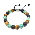 African Turquoise, Lava & Tiger's Eye Gemstone Bracelet, 10mm | Castello Jewels