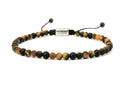 Hand Made Bracelet Tiger's Eye Mat, Onyx Polish stones of 4mm. | Castello Jewels