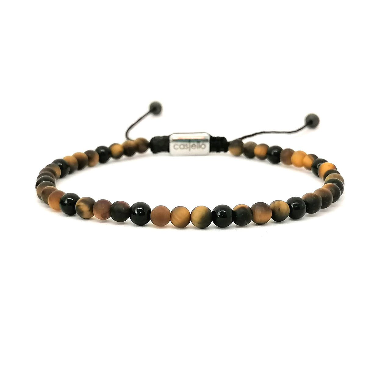 Tiger's Eye & Onyx Bracelet, Matte & Polished, 4mm | Castello Jewels
