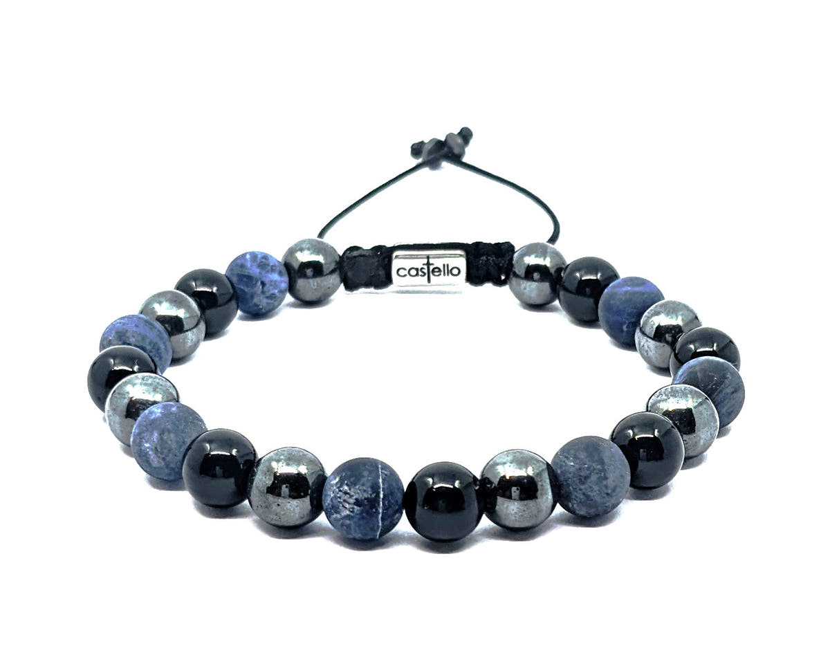 Sodalite, Onyx & Hematite Unisex Bracelet, 8mm | Castello Jewels