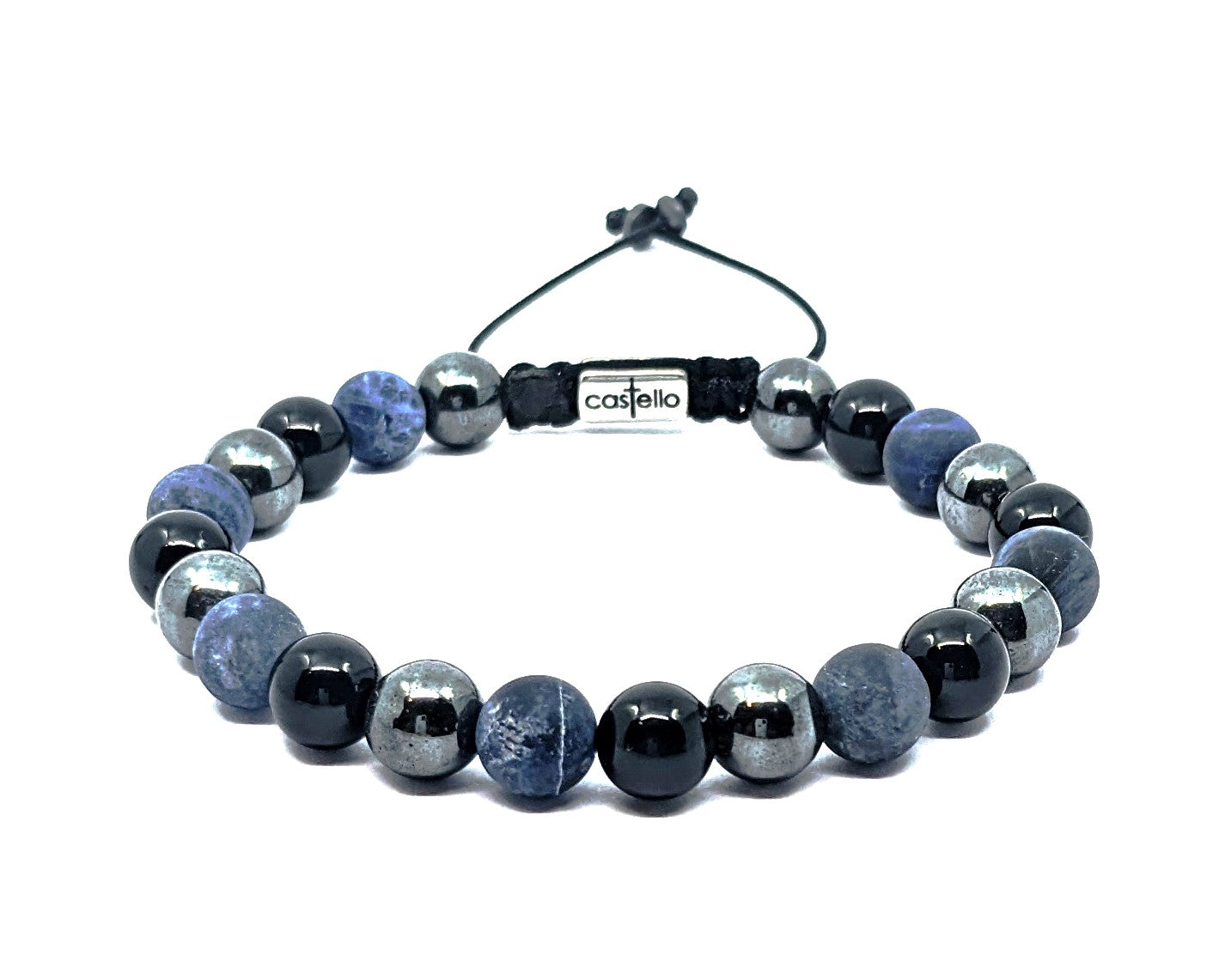 Hand Made Bracelet Sodalite, Onyx Polish, Hematite stone 8mm | Castello Jewels