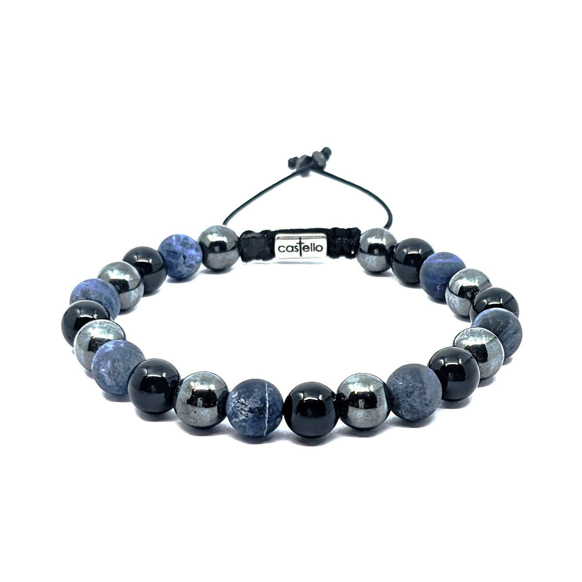 Sodalite, Onyx & Hematite Unisex Bracelet, 8mm | Castello Jewels