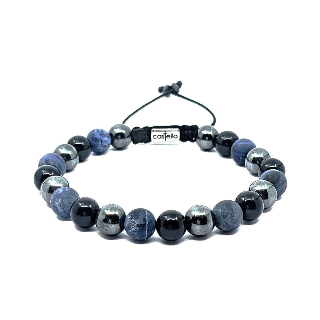 Sodalite, Onyx & Hematite Unisex Bracelet, 8mm | Castello Jewels