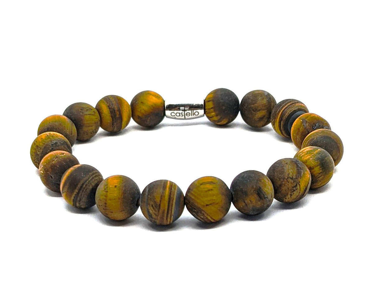 Matte Tiger's Eye Everyday Bracelet, 10mm, view 4 | Castello Jewels