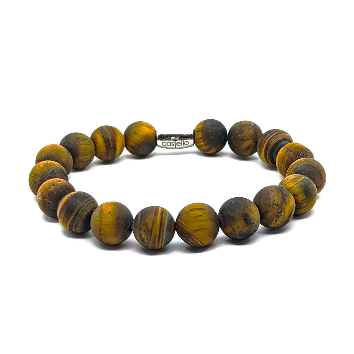 Matte Tiger's Eye Everyday Bracelet, 10mm, view 4 | Castello Jewels