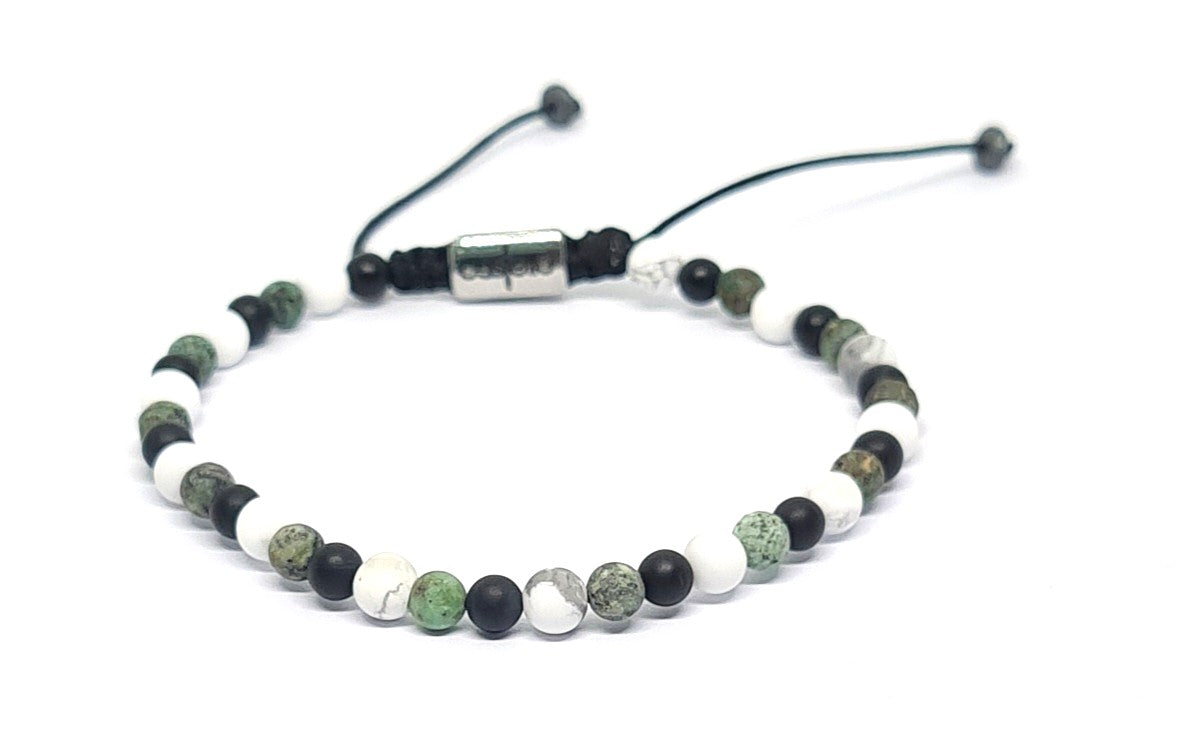 Hand Made Bracelet Howlite, Africa Turquoise, Onyx Mat Stone 4mm | Castello Jewels